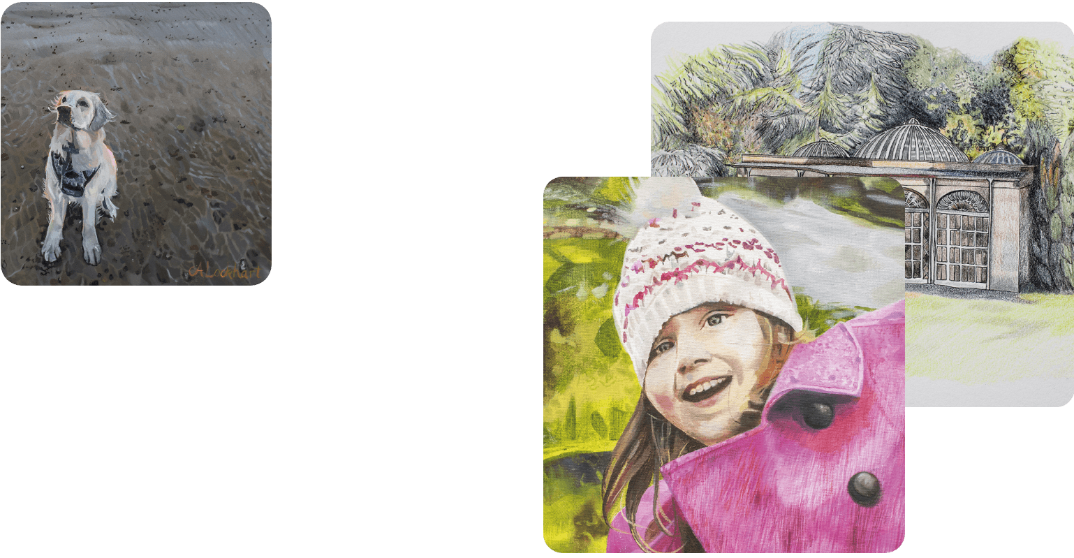 3 images or a dog, a child and an orangery